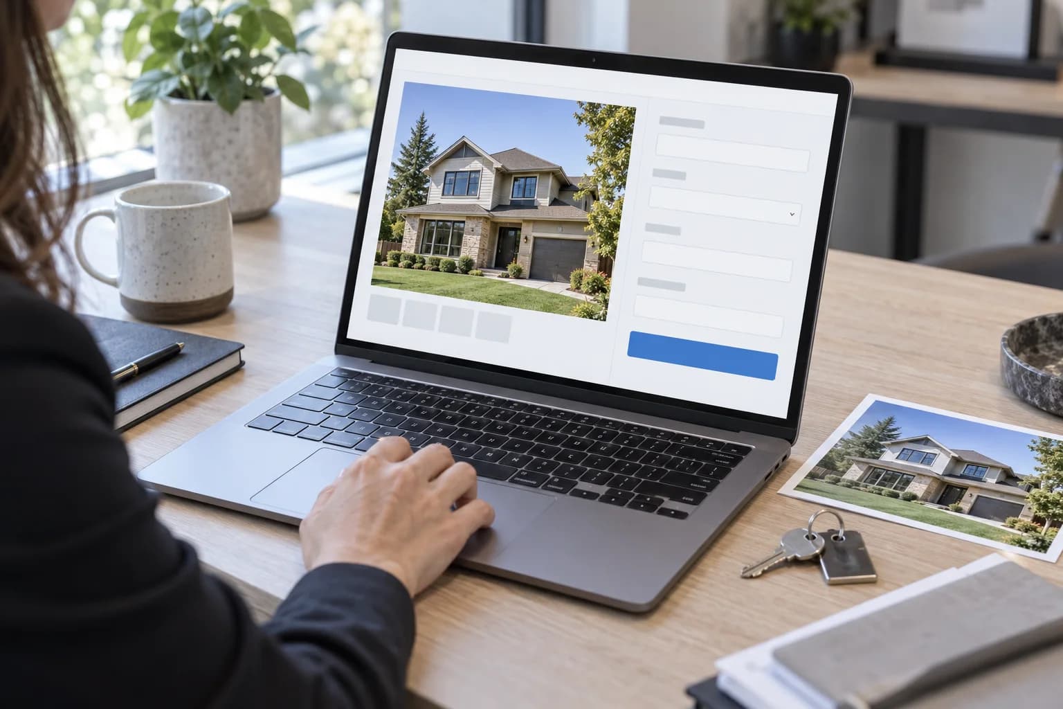 Property professional updating a listing through a custom web application
